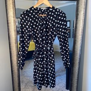 Frnch Navy Dress with White Teal Floral Pattern